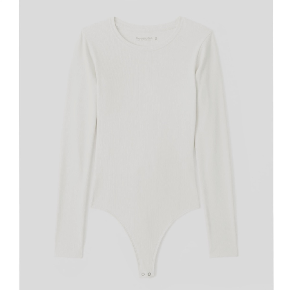 Long-Sleeve Ribbed Bodysuit - White